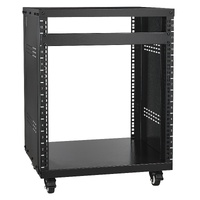 12U AV Rack Stand, 136.08kg Capacity, Network Stereo Recording Studio Rack with Lockable Caster Wheels Round & Square Holes, Special Vent for 482.6 mm