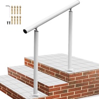 Handrail Outdoor Stairs, 3ft, 34 Inch Outdoor Handrail, Outdoor Stair Railing Adjustable from 0 to 60 Degrees Handrail for Stairs Outdoor White Alumin