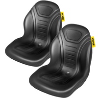 Tractor Seat High Back Mower Seat Black Vinyl Forklift Drain Hole Pair