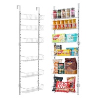 Over the Door Pantry Organizer, 6-Tier Pantry Organization and Storage, Heavy-Duty Steel Hanging Spice Rack, Adjustable Wall Seasoning Shelves, for Ho