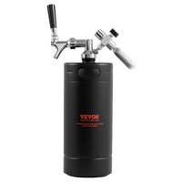 Beer Growler Tap System, 4L Mini Keg, 304 Stainless Steel Pressurized Beer Growler, Keg Growler with Pressure Display, CO2 Regulator Faucet, Leak-Proo