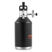 Beer Growler Tap System, 4L Mini Keg, 304 Stainless Steel Pressurized Beer Growler, Keg Growler with Pressure Display, CO2 Regulator Faucet, Leak-Proo