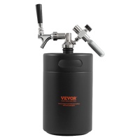 Beer Growler Tap System, 5L Mini Keg, 304 Stainless Steel Pressurized Beer Growler, Keg Growler with Pressure Display, CO2 Regulator Faucet, Leak-Proo