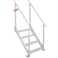 Dock Ladder 4 Step, Dock Stairs 30''-38'' Adjustable Height, 227 kgs Load Capacity, Aluminum Pontoon Boat Ladder with Dual Handrails & Nonslip Mat for