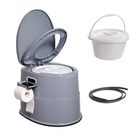 Portable Toilet for Camping, Porta Potty with 5L Detachable Inner Bucket & Removable Paper Holder, Commode with Dual Lids, Travel Toilet for Adults Ki