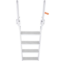 Dock Ladder Flip Up 4 Steps, 159 kg Load Capacity, Aluminum Pontoon Boat Ladder with 4" Wide Step & Nonslip Mat,Swimm Step Ladder for Ship/Lake/Pool/M
