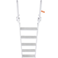 Dock Ladder Flip Up 5 Steps, 350lbs Load Capacity, Aluminum Pontoon Boat Ladder with 4" Wide Step & Nonslip Rubber Mat,Swimm Step Ladder for Ship/Lake