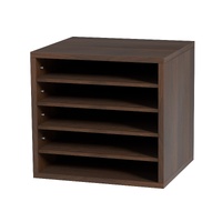 Wood Literature Organizer Adjustable File Sorter 5 Compartments Brown