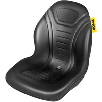 Universal Lawn Tractor Seat Replacement, Compact High Back Mower Seat, Black Vinyl Forklift Seat, Central Drain Hole Skid Steer Seat with Mounting Bol