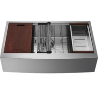 Farmhouse Kitchen Sink, 304 Stainless Steel Drop-In Sinks, Top Mount Single Bowl Basin with Ledge & Accessories, Household Dishwasher Sinks for Workst