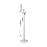 Freestanding Bathtub Faucet, Floor Mount, Freestanding Tub Filler, Shower Mixer Taps, Two Water Modes, 360° Swivel Spout, for Bathing & Showering Pet 
