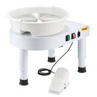 Pottery Wheel, 28 cm Ceramic Wheel Forming Machine, 60-300 RPM Speed Adjustable Foot Pedal, Adjustable Lift Leg, Detachable Basin, Complete Tool Acces