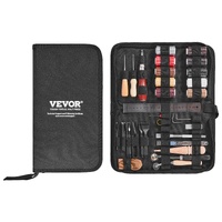 Leather Working Tools Kit, 38 PCS Leather Craft Tools with Portable Canvas Storage Bag, Engraving Punching Sewing Stamping Cutting Tools, Ideal for Be