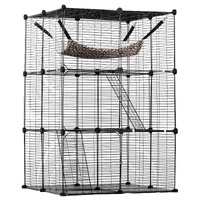 Large 3-tier Cat Cage, 28 x 28 x 41", DIY Detachable Metal Wire Durable Cat Enclosure, with Large Hammock 2 Ramp Ladders, Fit for Cats Exercise Indoor