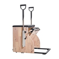 Pilates Chair, Split-Pedal Stability Combo Chairs with Handles, Rubber Wood Frame Yoga Fitness Trainer, Exercise Reformer, Pilates Resistance-Workout 
