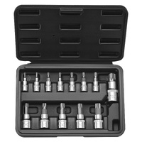 Torx Bit Socket Set, 13-Piece Star T8 - T60 Set, S2 Alloy Steel and Cr-V Steel, 1/4 in, 3/8 in, and 1/2 in Drives, with Enhanced Storage Case, Torx So