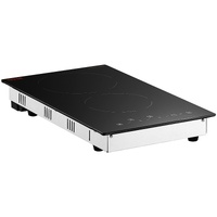 Electric Cooktop, 12 inch 2 Burners Built-in Electric Stove Top, 3000W Ceramic Radiant Cooktop with Glass Panel, Touch Control, Timer, Child Lock, 9 H