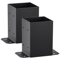 101.6x101.6mm Post Base 2 Pcs, Inner Size 91x91 Post Base Brackets, Heavy Duty Powder-Coated Post Anchor Matte Black Wood Post Brackets for Pavilion D