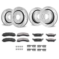 Front and Rear Brake Kit Compatible with 2012-2020 Ford F-150(MPB Only), Drilled and Slotted Brake Rotors Ceramic Brake Pads Replacement, 13.8" Front 