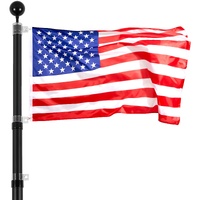25FT Telescopic Flagpole Kit, Heavy Duty Aluminum Alloy Flag Pole Kit in Ground for Outside, 3 Display Modes Flagpole with Professional Accessories, B