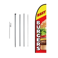 Burger Restaurant Advertising Feather Flag Kit Swooper Flag Poles 16.3 FT