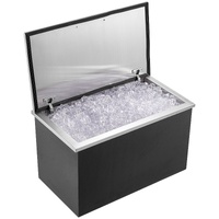 Drop in Ice Chest, 24"L x 20"W x 15"H Stainless Steel Ice Cooler, Commercial Ice Bin with Hinged Cover, 40 qt Outdoor Kitchen Ice Bar, Drain-pipe and 