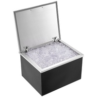 Drop in Ice Chest, 28"L x 16"W x 17"H Stainless Steel Ice Cooler, Commercial Ice Bin with Hinged Cover, 40 qt Outdoor Kitchen Ice Bar, Drain-pipe and 