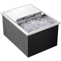 Drop in Ice Chest, 24"L x 18"W x 13"H Stainless Steel Ice Cooler, Commercial Ice Bin with Sliding Cover, 40.9 qt Outdoor Kitchen Ice Bar, Drain-pipe a