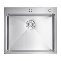 25 inch Kitchen Sink Workstation, 304 Stainless Steel Top Mount Sinks, Drop-In Single Bowl Farmhouse Basin with Accessories, Household Dishwasher Sink