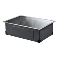 30 inch Kitchen Sink Workstation, 304 Stainless Steel Undermount Sink, Drop-In Single Bowl Farmhouse Basin with Ledge & Multiple Accessories, Househol