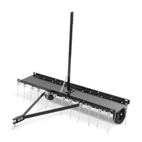 Tow Behind Dethatcher, 1219mm Tow Dethatcher with 24 Spring Steel Tines, Lawn Dethatcher Rake for ATV or Mower, Tow Behind Lawn Rake with Lift Handle 