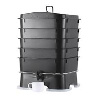 5-Tray Worm Composter, 50 L Worm Compost Bin Outdoor and Indoor, Sustainable Design Worm Farm Kit, for Recycling Food Waste, Worm Castings, Worm Tea, 