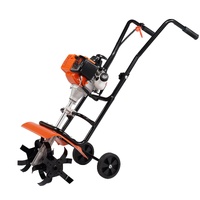 Tiller Cultivator Gas Powered, 38CC 4-Stroke Garden Cultivator, Tiller with 4 Steel Adjustable Front Tines for Lawn, Garden and Field Soil Cultivation