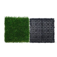 Artifical Grass Tiles Interlocking Turf Deck Set, 18 Pack - 12"x12", Synthetic Fake Grass Self-draining Mat Flooring Decor Pad, Perfect For Multi-Purp