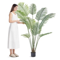 Artificial Palm Tree, 1.8mTall Faux Plant, Secure PE Material & Anti-Tip Tilt Protection Low-Maintenance Plant, Lifelike Green Fake Tree for Home Offi