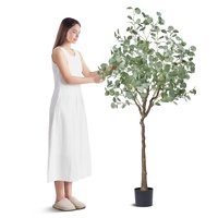 Artificial Eucalyptus Tree, 15.2cm Tall Faux Plant, Secure PE Material & Anti-Tip Tilt Protection Low-Maintenance Plant, Lifelike Green Fake Potted Tr