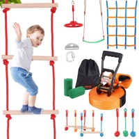 Ninja Warrior Obstacle Course for Kids, 15.24 m Weatherproof Slacklines, 500lbs Weight Capacity Monkey Line, Outdoor Playset Equipment, Backyard Toys 
