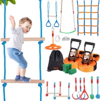 Ninja Warrior Obstacle Course for Kids, 2 x 19.8m Weatherproof Slacklines, 500lbs Weight Capacity Monkey Line, Outdoor Playset Equipment, Backyard Toy