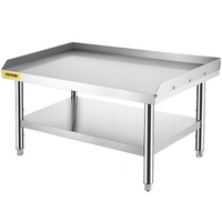 Stainless Steel Equipment Grill Stand, 122 x 76 x 61cm Stainless Table, Grill Stand Table with Adjustable Storage Undershelf, Equipment Stand Grill Ta