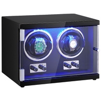 Watch Winder, Dual Watch Winder for Men's and Women's Automatic Watch, with 2 Super Quiet Japanese Mabuchi Motors, Blue LED Light and Adapter, High-De