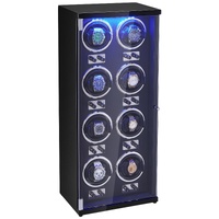 Watch Winder, Watch Winder for 8 Men's and Women's Automatic Watches, with 8 Super Quiet Japanese Mabuchi Motors, Blue LED Light and Adapter, High-Den