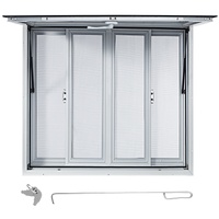 Concession Window, 91.4 x 91.4 cm Aluminum Alloy Food Truck Service Window with 4 Horizontal Sliding Screen Windows & Awning Door & Drag Hook, Serving