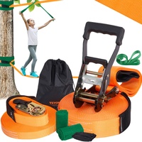 Slackline Kit with Training Line, 18.3m Backyard Slack Line Equipment, Easy Setup Tight Rope for Kids Adults, Complete Slackline Set with Tree Protect