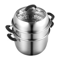 Steamer Pot, 28cm Steamer Pot for Cooking with 8.5QT Stock Pot, Vegetable Steamer & 2 Steaming Grid, 3-Layer Food-Grade 304 Stainless Steel Food Steam