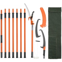Manual Pole Saw, 2.24 m-8.24 m Extendable Tree Pruner, Sharp Steel Blade and Scissors High Branches Trimming, Branch Trimmer with Lightweight 8 Fiberg