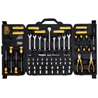 221-Piece Mechanics Tool Set, 1/4" and 3/8" Drive Sockets, SAE and Metric Mechanic Tool Kit with Bits, Wrenches, Ratchet Handle, Accessories, and Plas