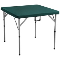 Mahjong Table, Fold-in-Half 4 Player Card Table with Wear-Resistant Green Tabletop, Portable Bi-Folding Square Domino Table with Carrying Handle for O