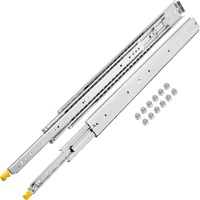 Drawer Slides with Lock, 1 Pair 60 inch, Heavy-Duty Industrial Steel up to 500 lbs Capacity, 3-Fold Full Extension, Ball Bearing Lock-in & Lock-Out, S