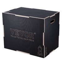 3 in 1 Plyometric Jump Box, 30/24/20 Inch Wooden Plyo Box, Platform & Jumping Agility Box, Anti-Slip Fitness Exercise Step Up Box for Home Gym Trainin