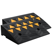Rubber Curb Ramp 2 Pack, 12.7 cm Rise Height Heavy-Duty 15 tons Load Capacity Threshold Ramps, Driveway Ramps with Stable Grid Structure for Cars, Whe